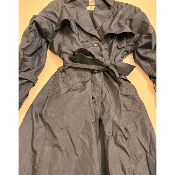 Vtg Totes The Totes Coat Women's Trench/Rain Coat Blue Size 12P Hood/Shldr Pads - Picture 2 of 7